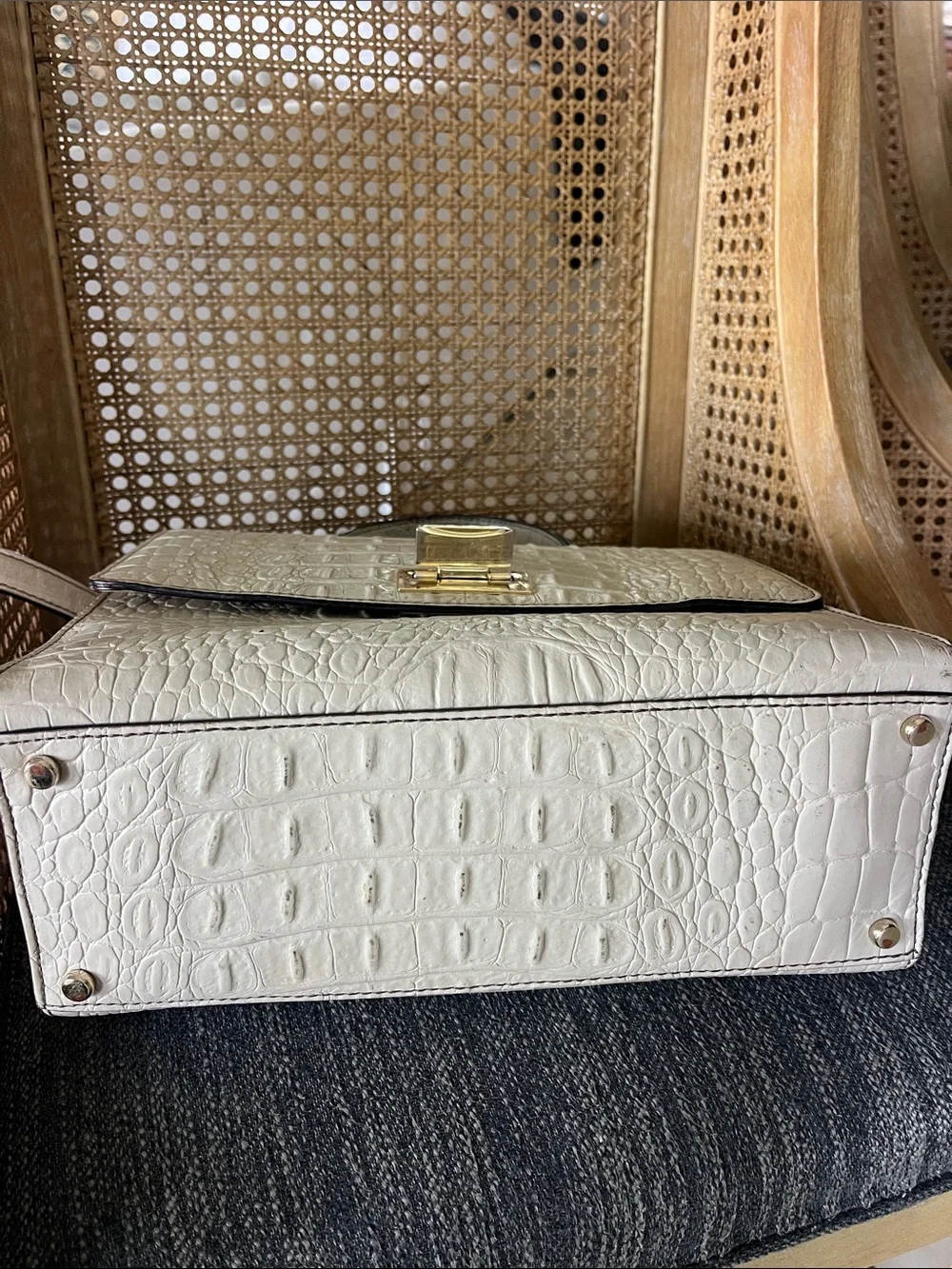 Kate Spade knightsbridge Doris gray crocodile embossed leather Crossbody